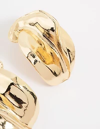 Gold Abstract Textured Stud Earrings