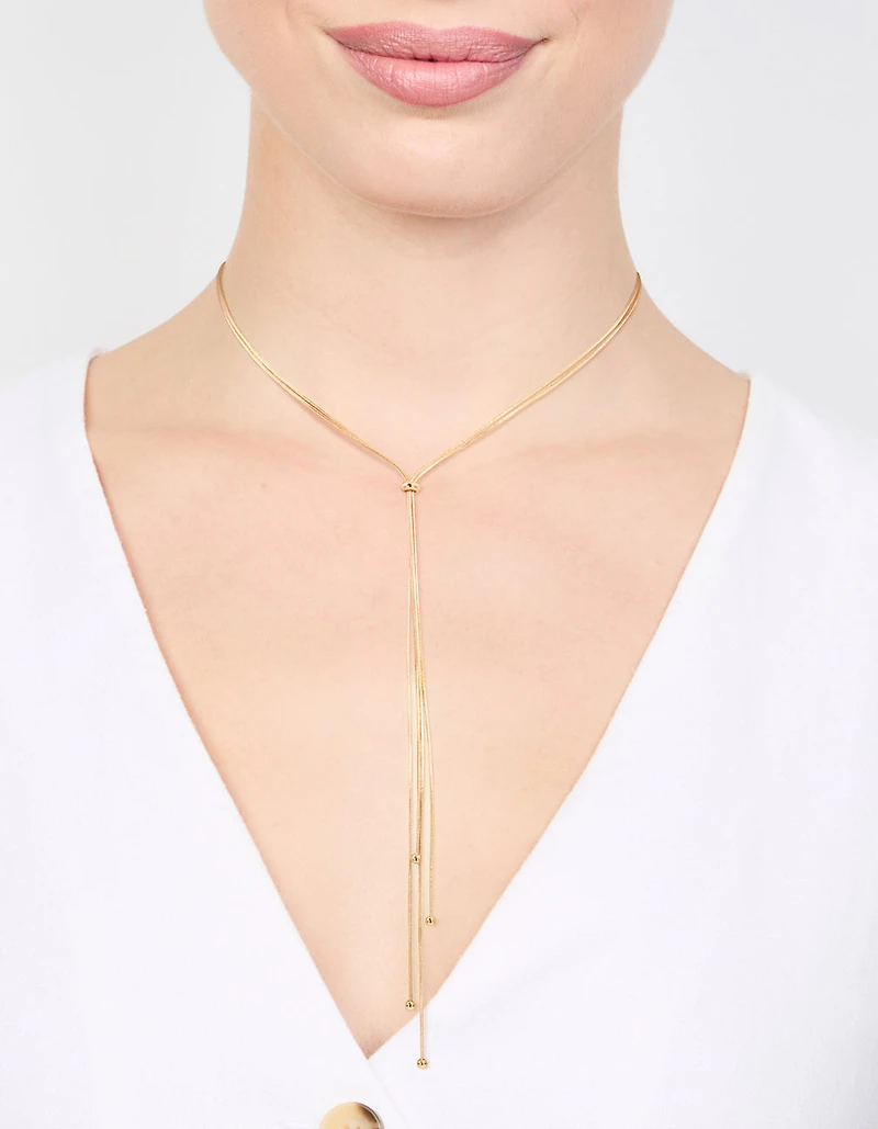 Gold Thin Tassel Y-Necklace