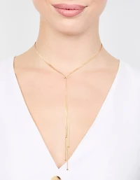Gold Thin Tassel Y-Necklace