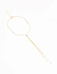 Gold Thin Tassel Y-Necklace
