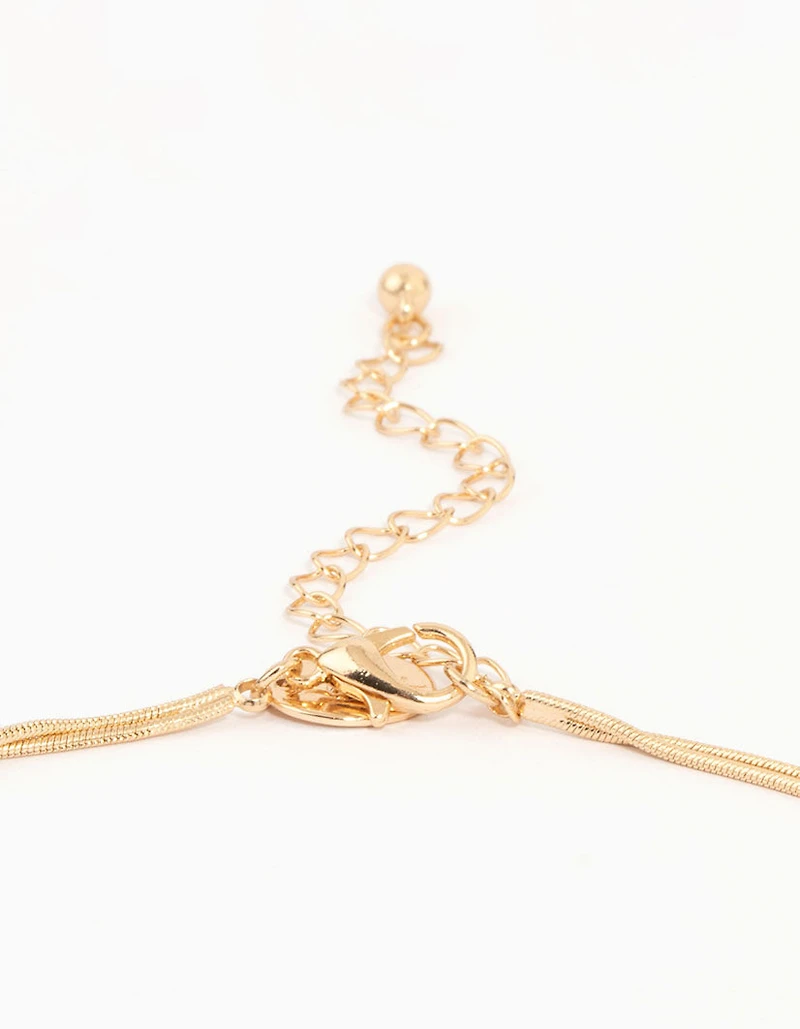 Gold Thin Tassel Y-Necklace