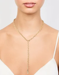 Gold Textured Y-Necklace
