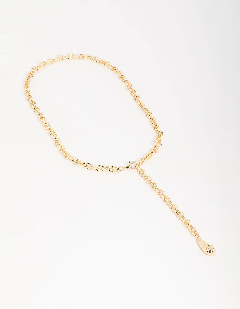 Gold Textured Y-Necklace