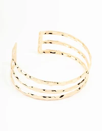 Gold Hammered Multirow Wrist Cuff