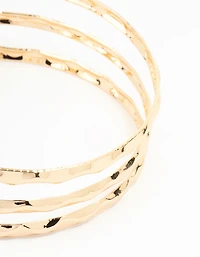 Gold Hammered Multirow Wrist Cuff