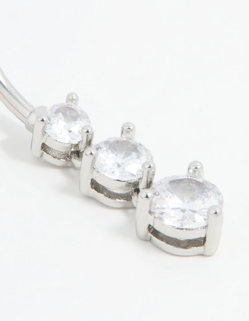 Surgical Steel Cubic Zirconia Drop Belly Bar