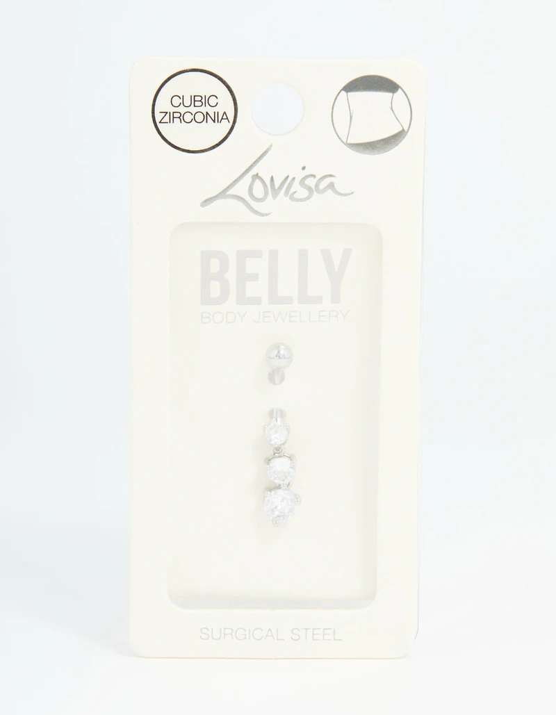 Surgical Steel Cubic Zirconia Drop Belly Bar