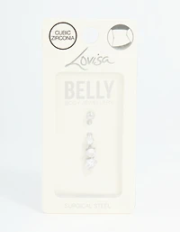 Surgical Steel Cubic Zirconia Drop Belly Bar