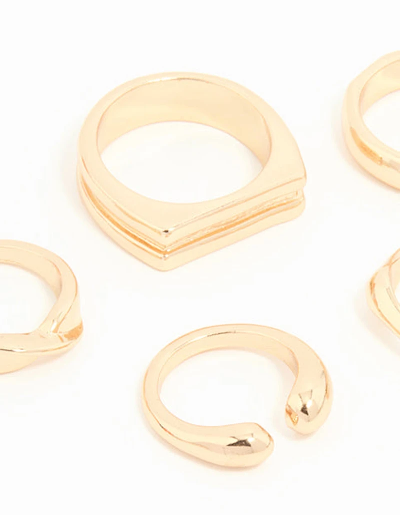 Gold Chunky Mixed Ring 8-Pack