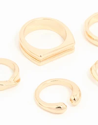 Gold Chunky Mixed Ring 8-Pack