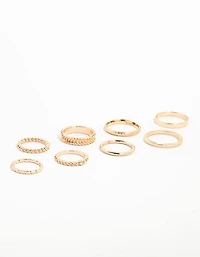 Gold Thin Textured Stacking Rings 8-Pack