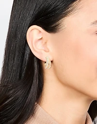 Gold Thick Diamante Double Hoop Earrings