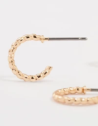 Gold Cubic Zirconia Heart & Twisted Huggie Earrings 3-Pack