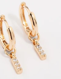 Gold Cubic Zirconia Heart & Twisted Huggie Earrings 3-Pack