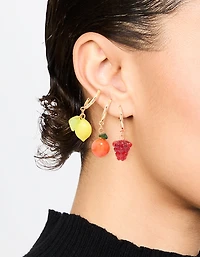Gold Fruit Stud Earrings 3-Pack