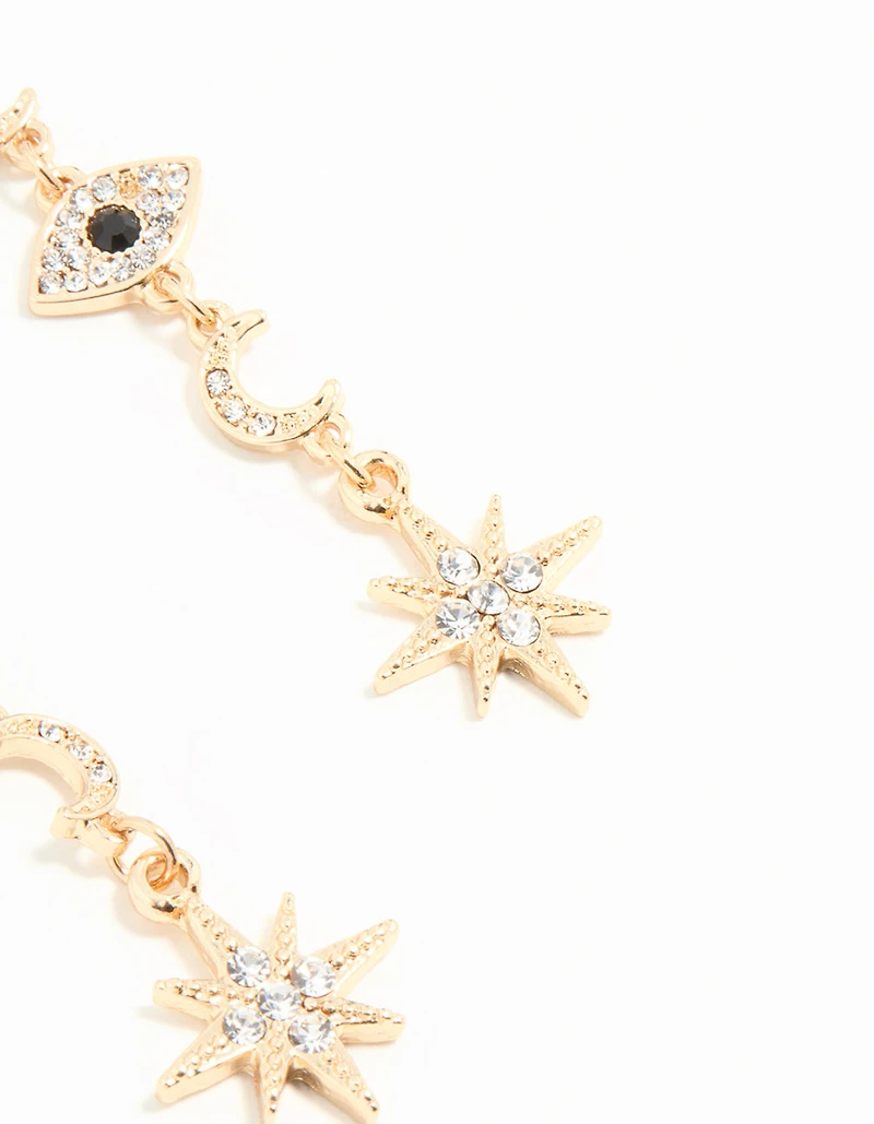 Gold Celestial Drop Earrings