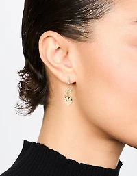 Gold Cherub Heart Cross Huggie Earrings
