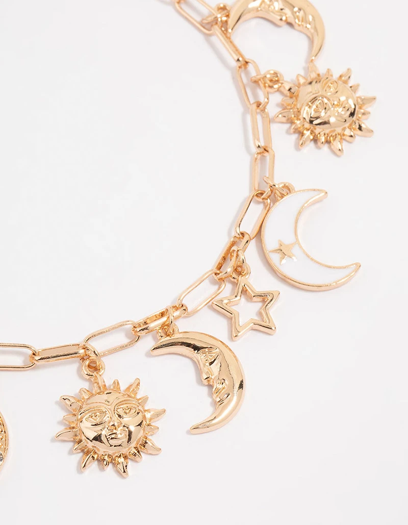 Gold Celestial Charm Anklet