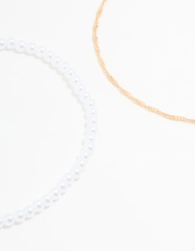 Gold Pearl Sea Anklets 3-Pack
