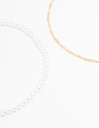 Gold Pearl Sea Anklets 3-Pack