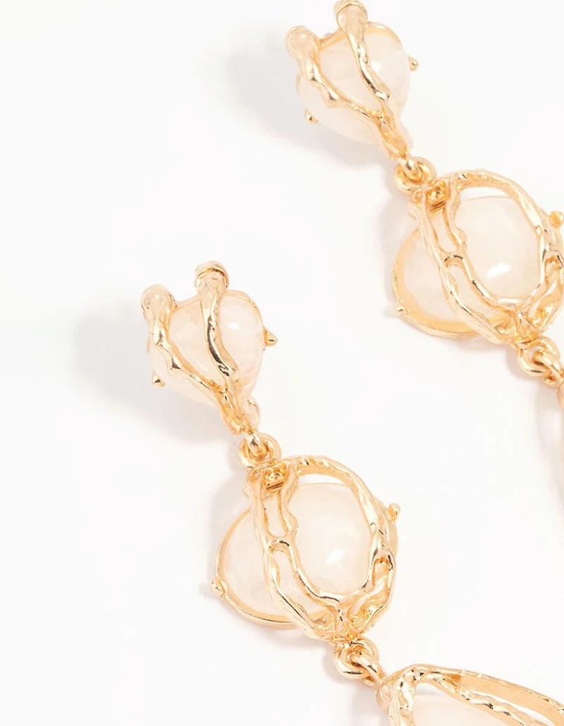 Acrylic Gold Wrapped Drop Earrings