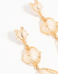 Acrylic Gold Wrapped Drop Earrings