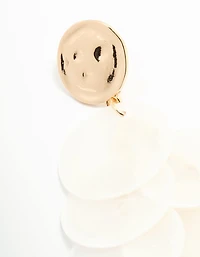 White Genuine Shell Layered Drop Earrings