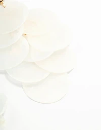 White Genuine Shell Layered Drop Earrings