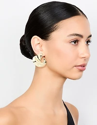 Gold Twisted Large Stud Earrings