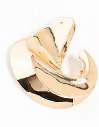 Gold Twisted Large Stud Earrings