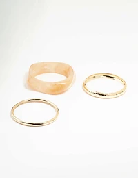 Gold & Acrylic Bangles 3-Pack
