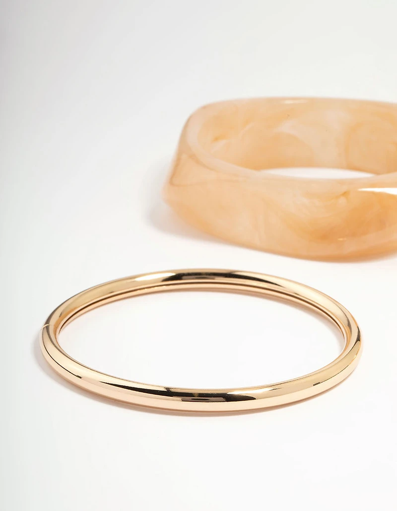 Gold & Acrylic Bangles 3-Pack