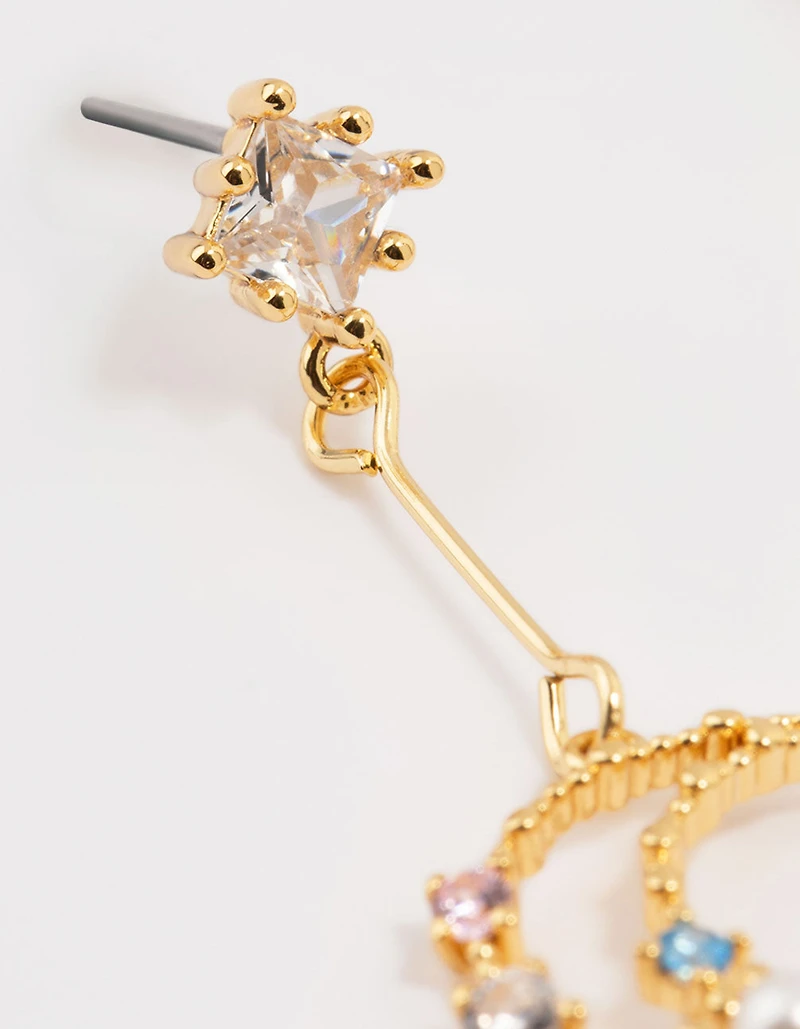 Gold Plated Cubic Zirconia Moon Drop Earrings