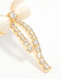Gold Plated Diamante Bow Stud Earrings