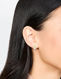 Gold Plated Pearl Butterfly Mini Drop Earrings