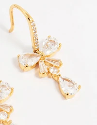 Gold Plated Cubic Zirconia Bow Teardrop Earrings
