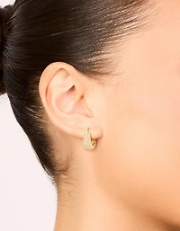 Gold Plated Cubic Zirconia Classic Pave Hoop Earrings