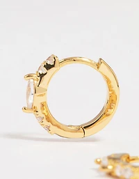 Gold Plated Diamante Marquise Pave Huggie Earrings