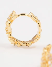 Gold Plated Cubic Zirconia Butterfly Huggie Earrings