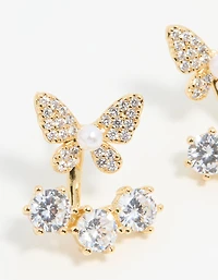 Gold Plated Butterfly Jacket Earrings