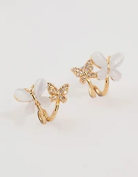 Gold Plated Cubic Zirconia Butterflies Mini Hoop Earrings