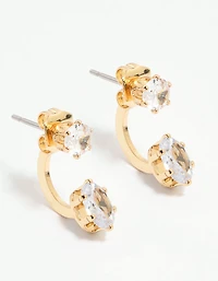 Gold Plated Cubic Zirconia Jacket Earrings