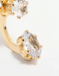 Gold Plated Cubic Zirconia Jacket Earrings