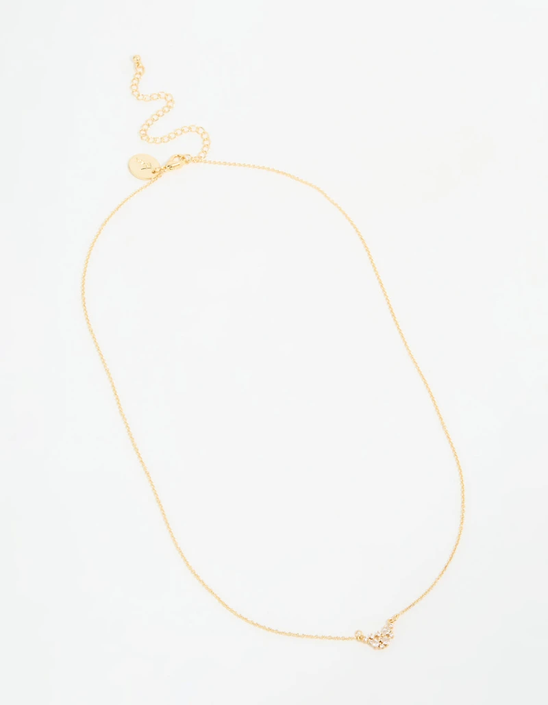 Gold Plated Cubic Zirconia Mini Pear Cluster Necklace