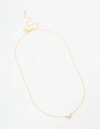 Gold Plated Cubic Zirconia Mini Pear Cluster Necklace