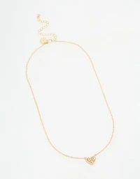 Gold Plated Cubic Zirconia Baguette Heart Pendant Necklace