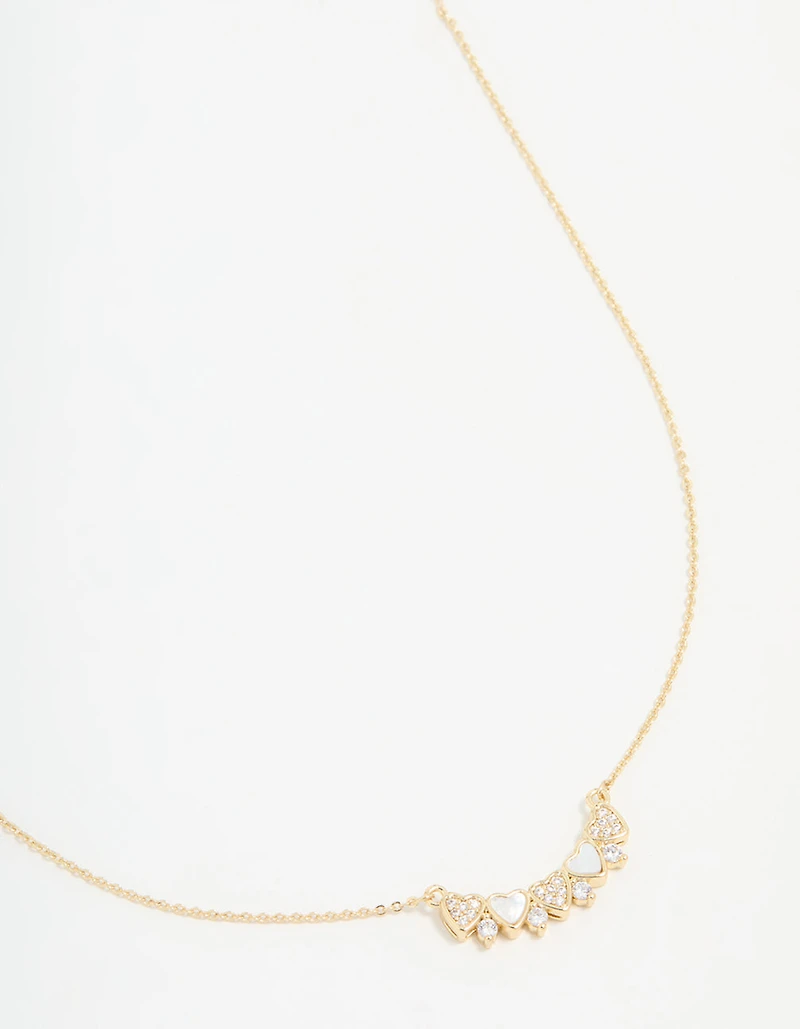 Gold Plated Mini Heart Banner Necklace