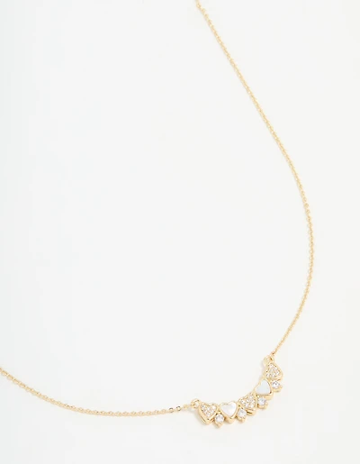Gold Plated Mini Heart Banner Necklace