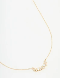 Gold Plated Mini Heart Banner Necklace