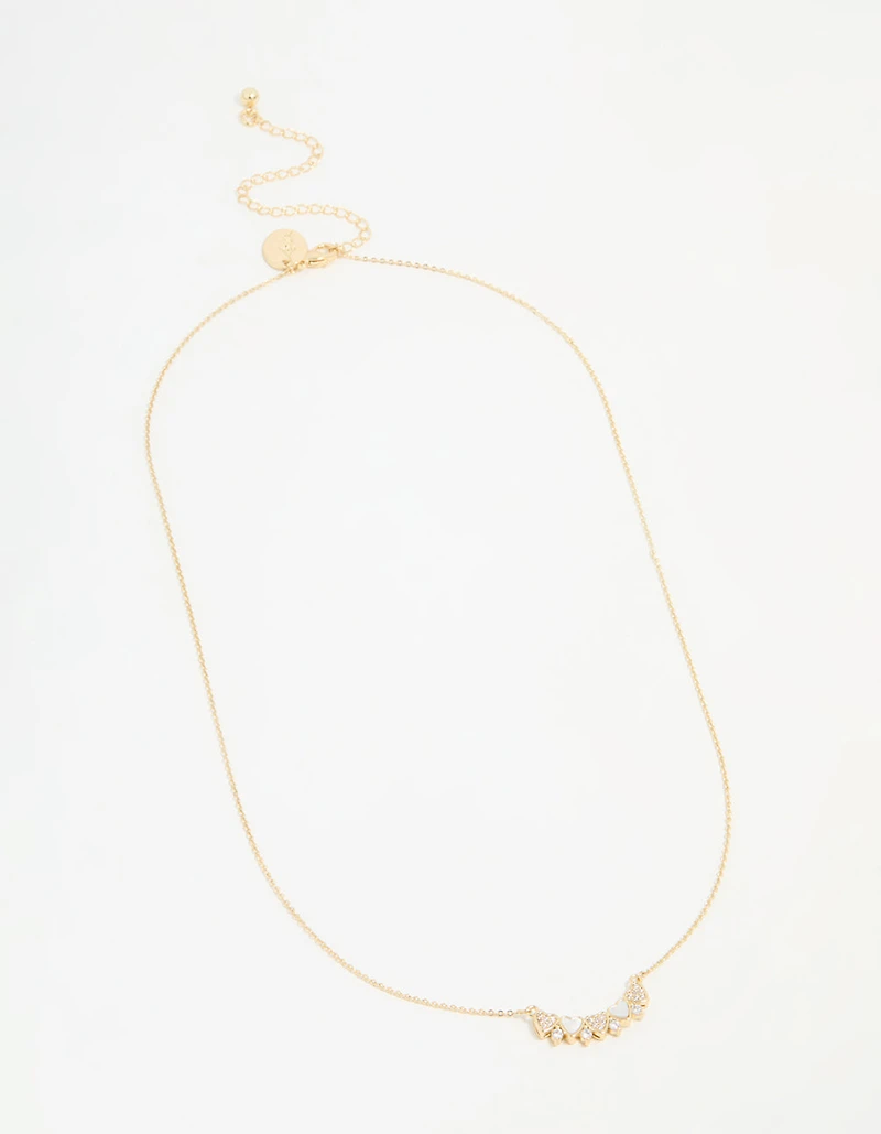 Gold Plated Mini Heart Banner Necklace
